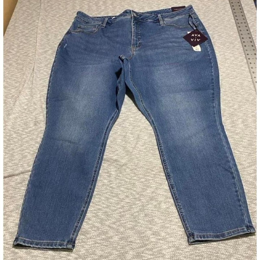 Ava & Viv blue denim jeans high rise skinny NWT women 24. SKU-B701#denim